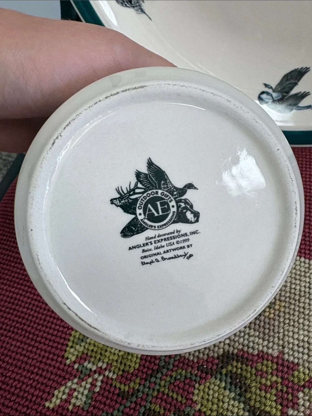 Wild Wings Collection Vintage Ceramic Plate and Jar w/ Lid